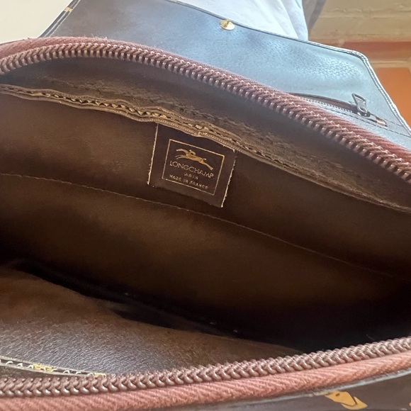 Longchamp Horse & Buckle Logo print Vintage Leather Crossbody. - Picture 11 of 16